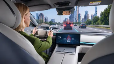 Vehicle driving on a multi-lane highway with an assistance system detecting a vehicle ahead and displaying a collision warning
