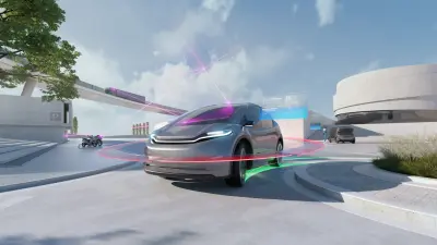 Car in a futuristic scenario